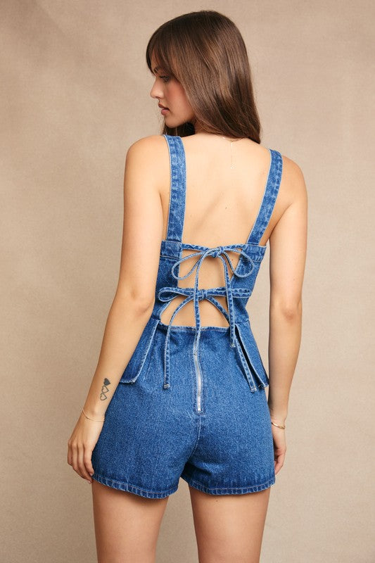 Peplum Top Denim Romper