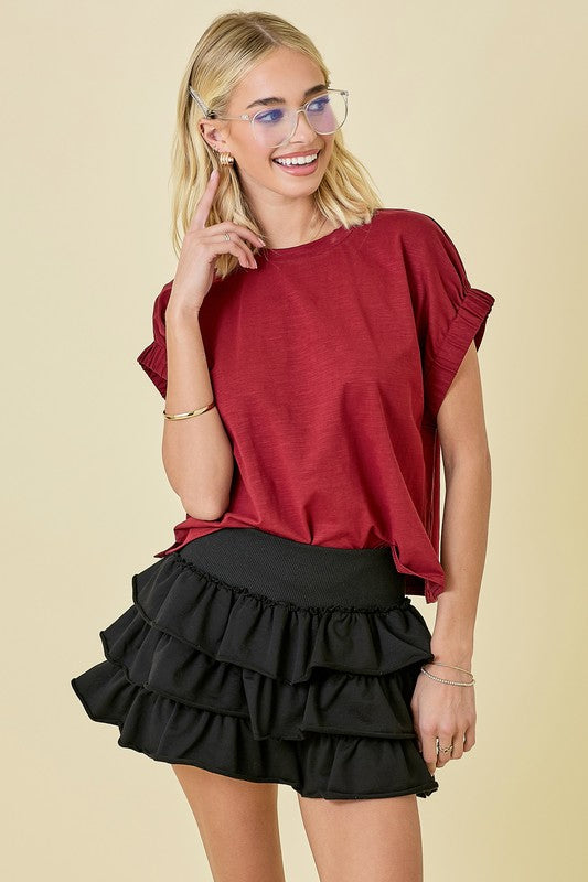 Feeling Happy Knit Top In Maroon