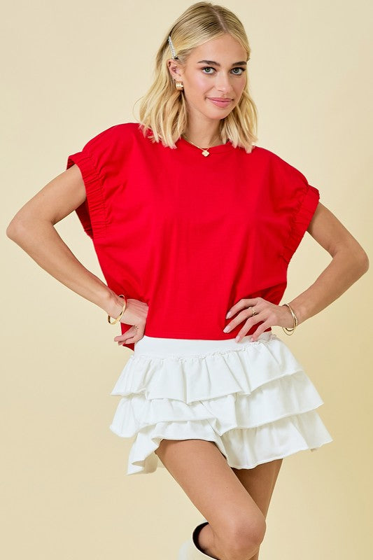 Feeling Happy Knit Top In Red
