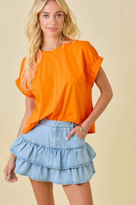 Feeling Happy Knit Top In Tangerine