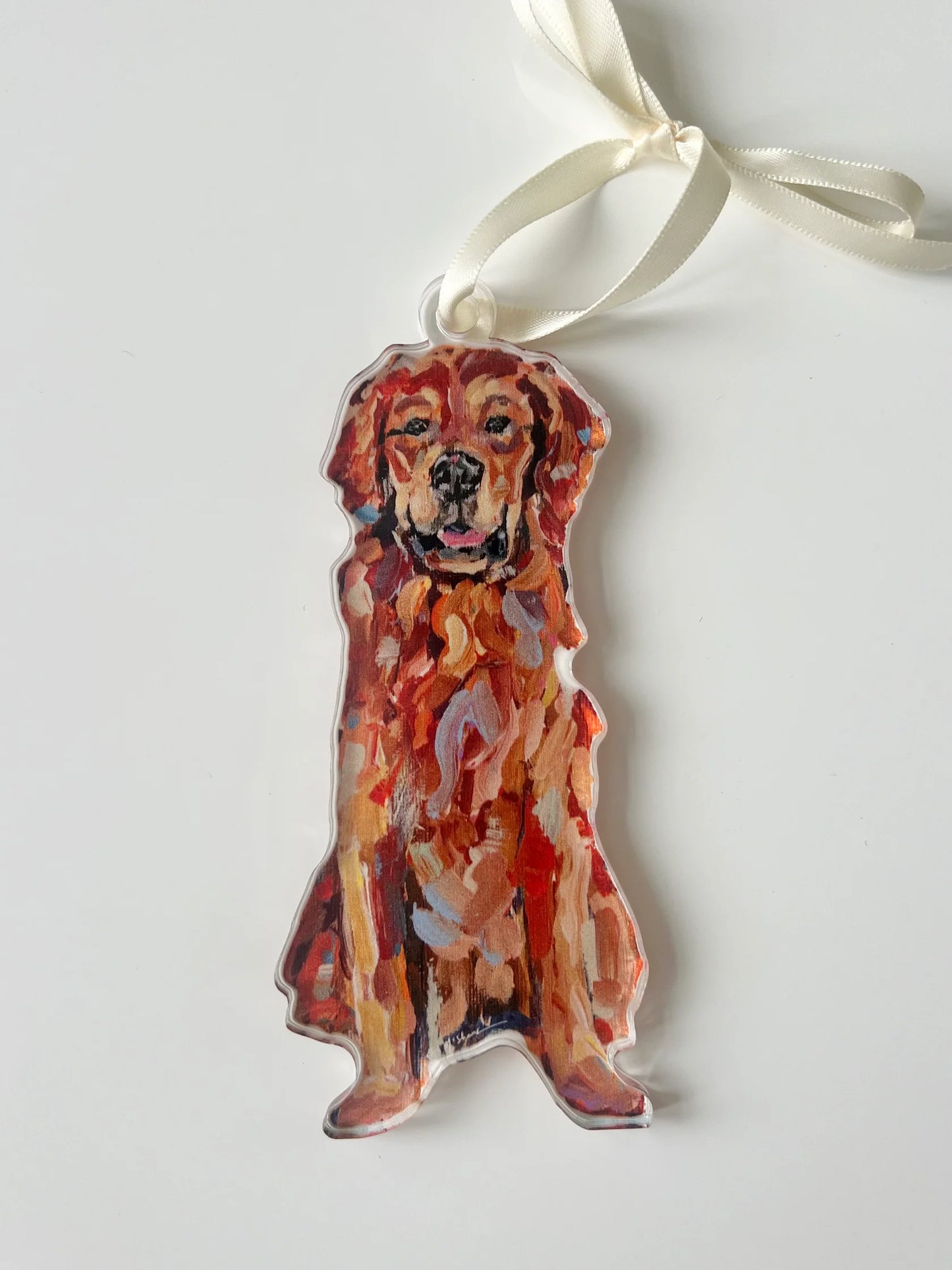 Chelsea McShane Golden Retriever Red Ornament
