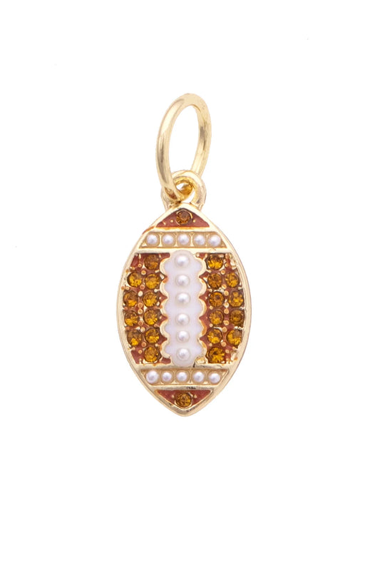 Pave Football Charm In Brown