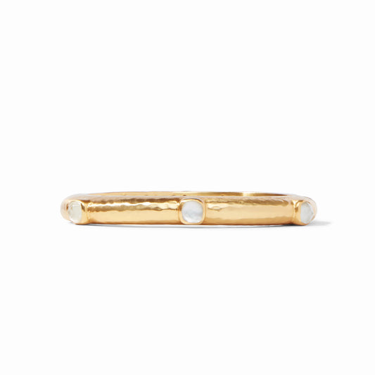 Julie Vos Catalina Stone Hinge Bangle In Iridescent Clear Crystal