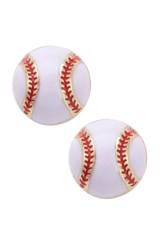 Baseball Enamel Stud Earrings