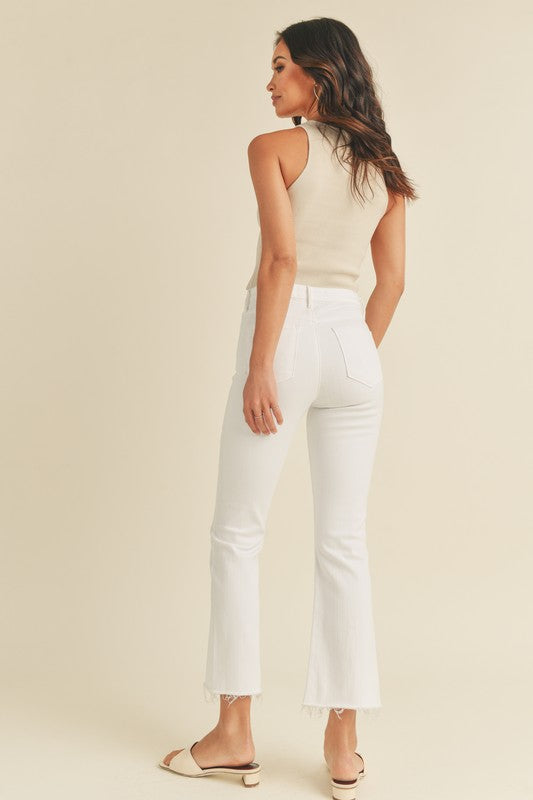 Kim High Rise Tonal Crop Flare Jean In Optic White