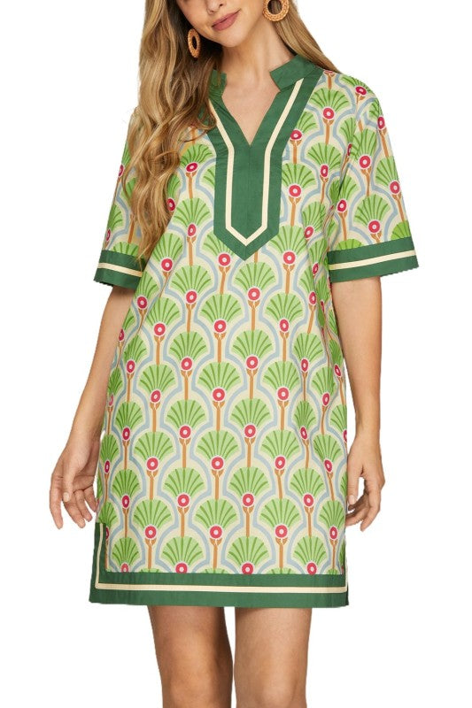 Sound Of Spring Mini Dress In Green