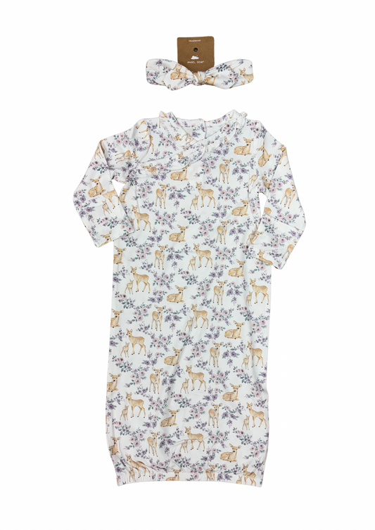 Angel Dear Floral Deer Kimono Gown & Knot Headband