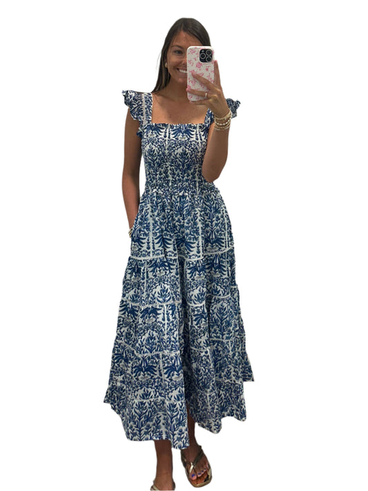 Blue Italian Flutter Crochet Dress