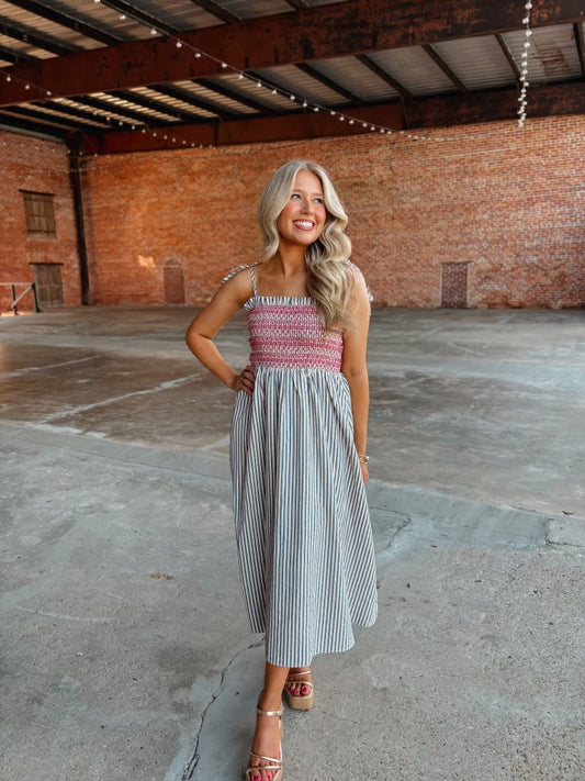 Sunny Side Stripe Midi Dress
