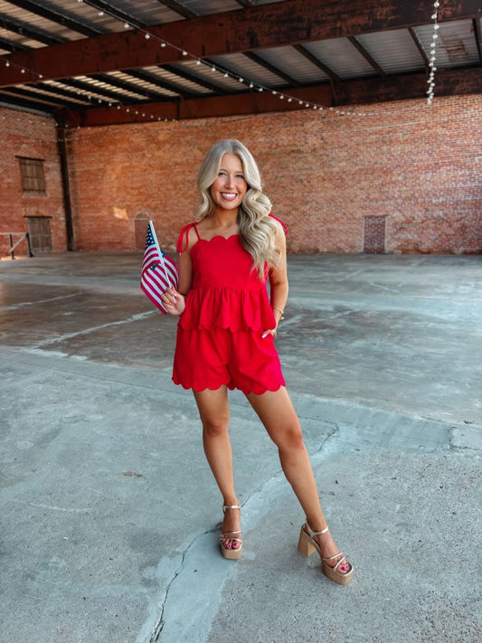 Light Up The Night Short Set In Red