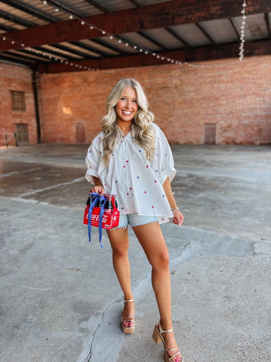 All American Girl Star Oversized Top