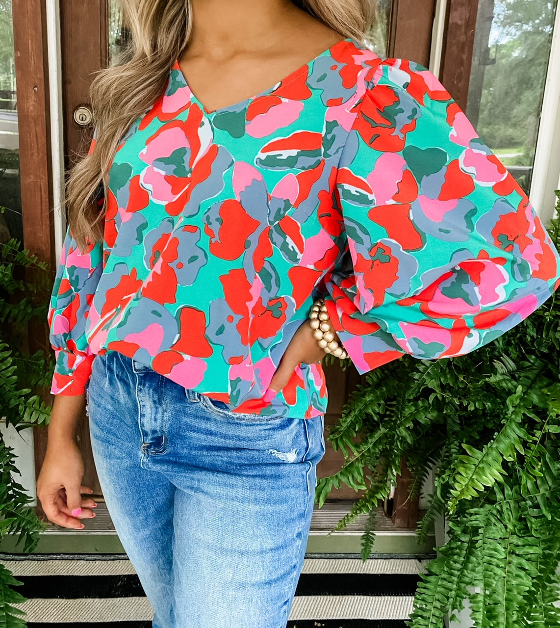 Michelle McDowell Aspen Top in Poppies Teal