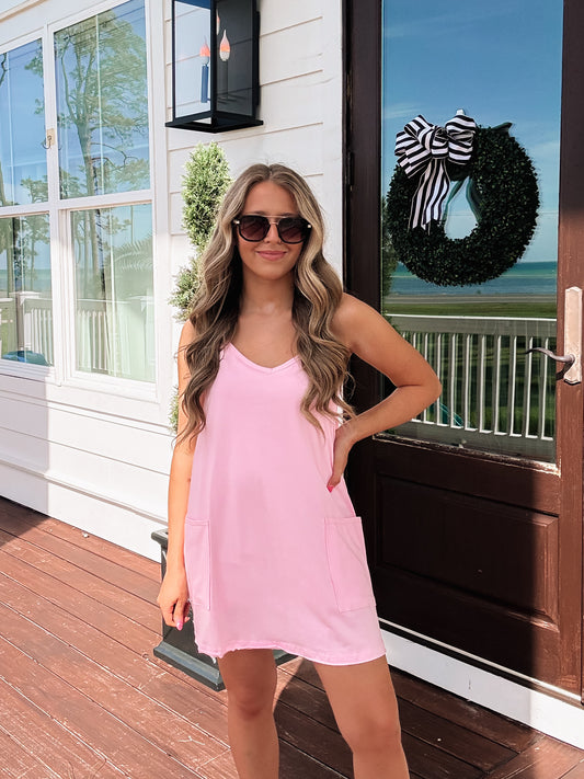 Tara Romper Dress In Blush