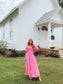 Textured Maxi Puff Sleeve Dress In Pink