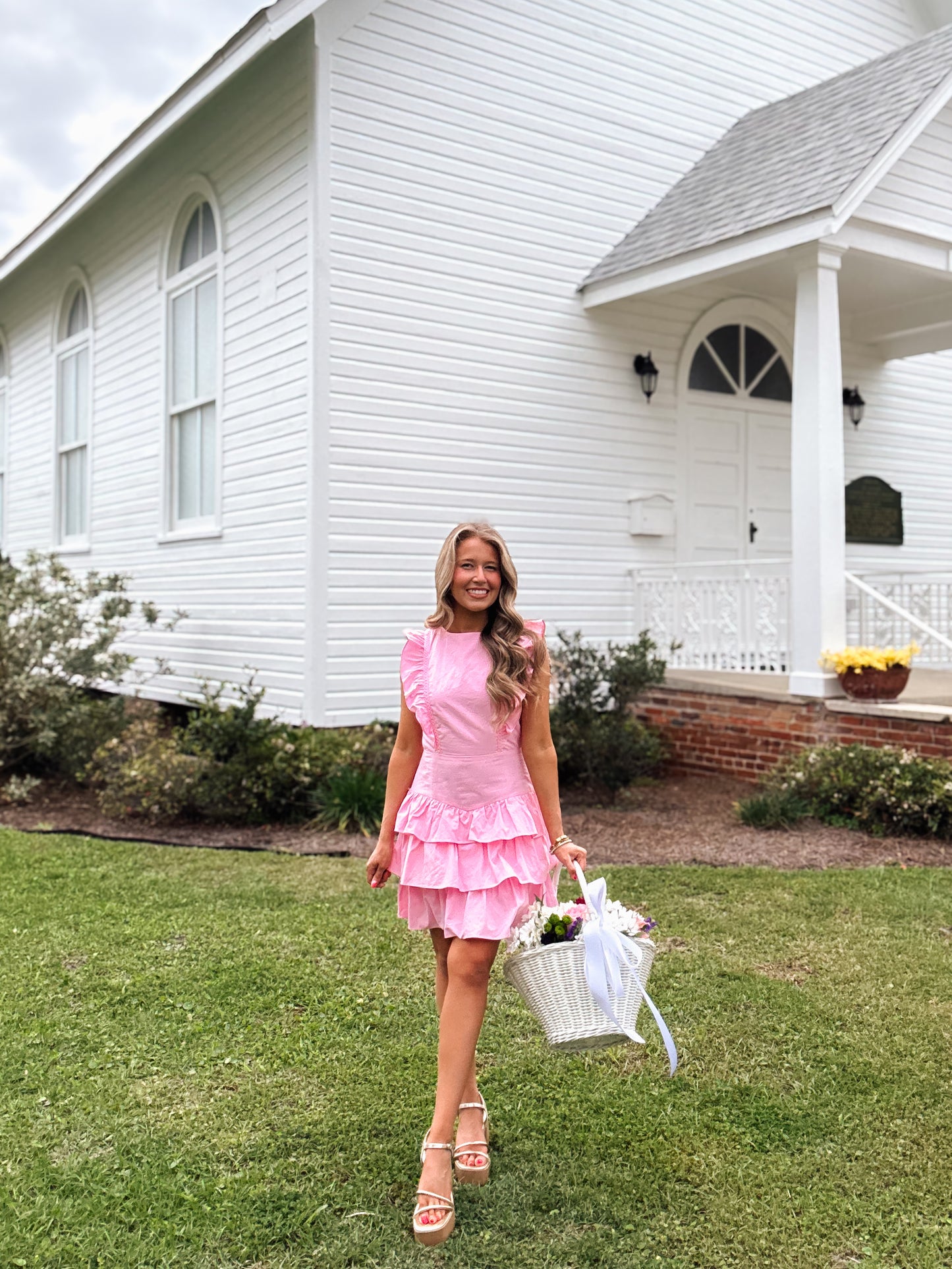 Ruffle Mini Dress In Light Pink