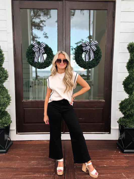 Sleeveless Knit Top In Cream