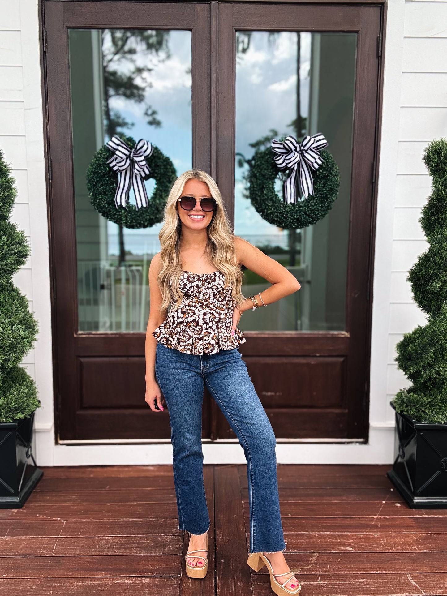 Fall Bloom Strapless Top