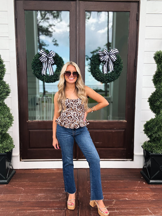 Fall Bloom Strapless Top
