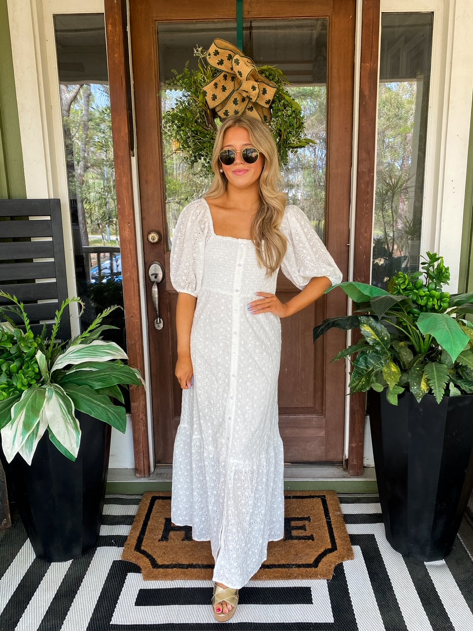 White Eyelet Maxi Dress