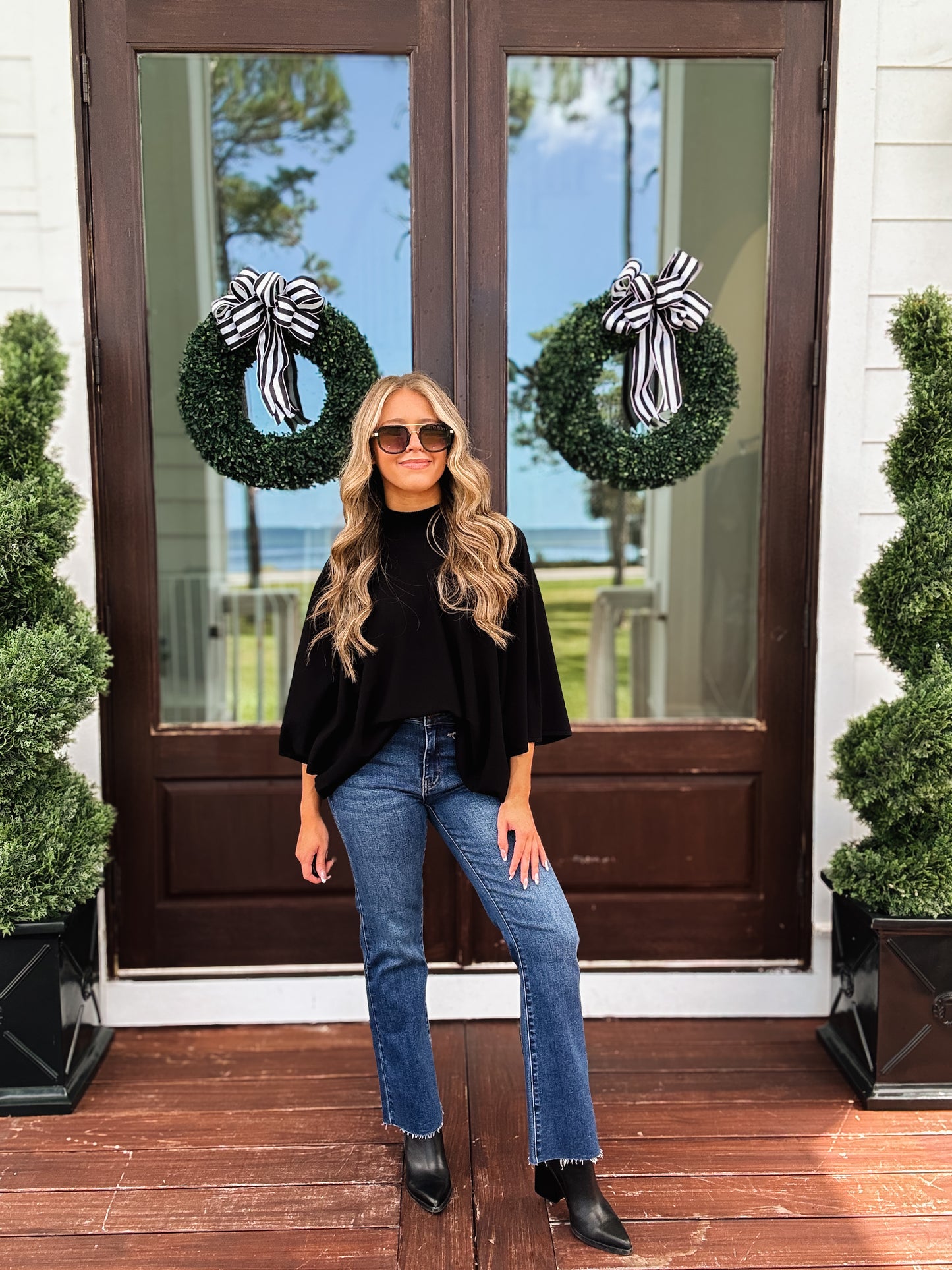 Addy Mock Neck Sweater In Black