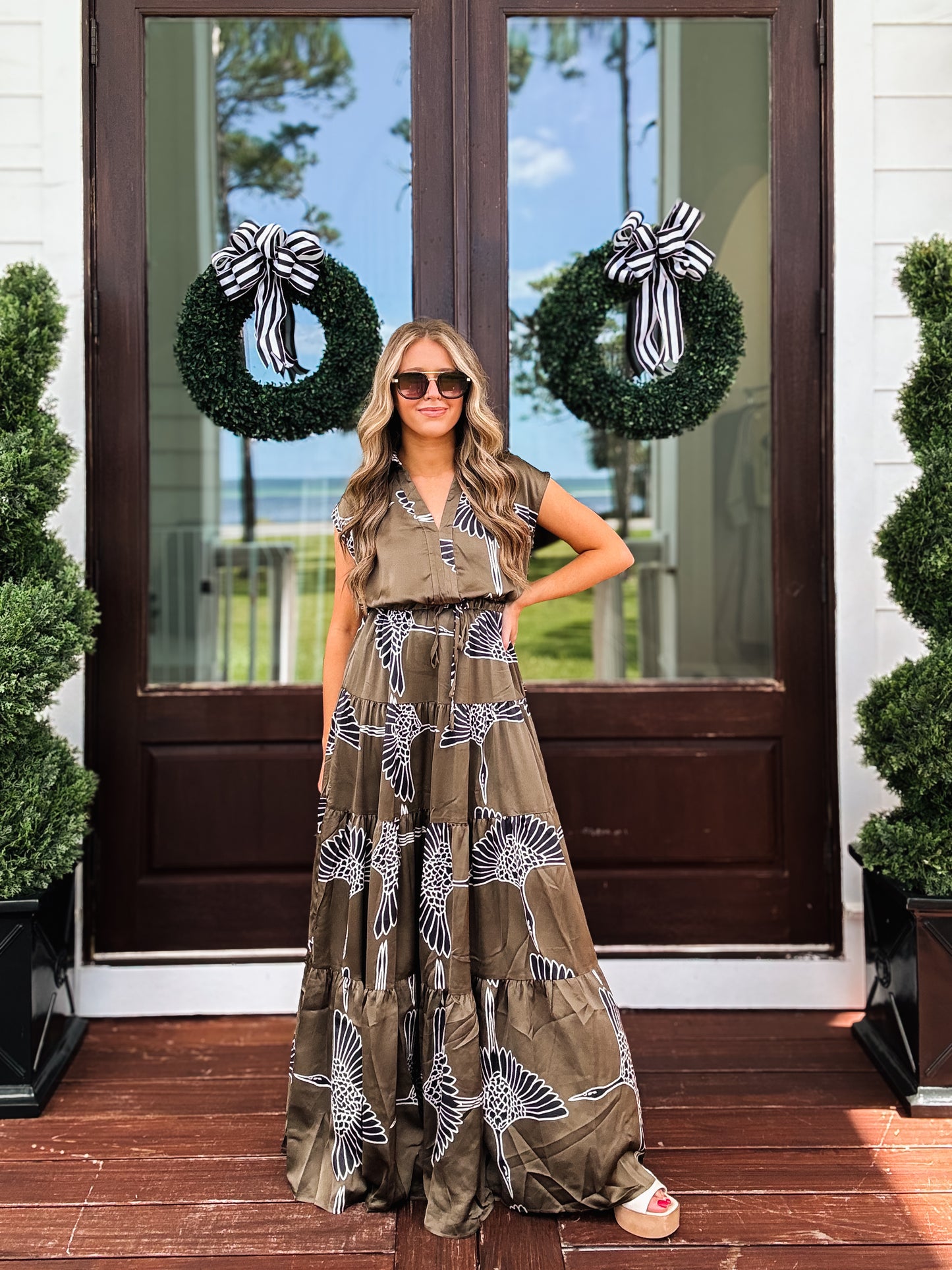 Mocha Print Tiered Maxi Dress