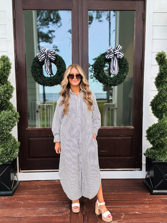 Coastal Sunday Midi Shirt Dress