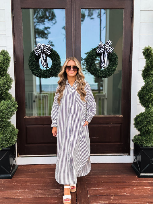Coastal Sunday Midi Shirt Dress