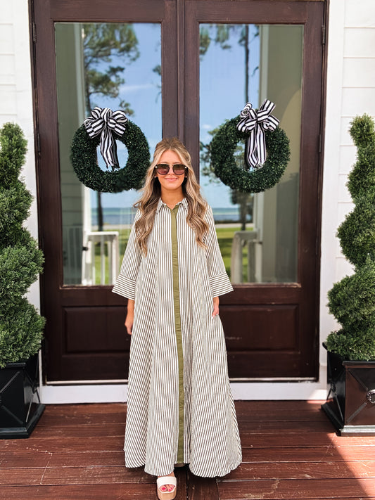 Olive Stripe Midi