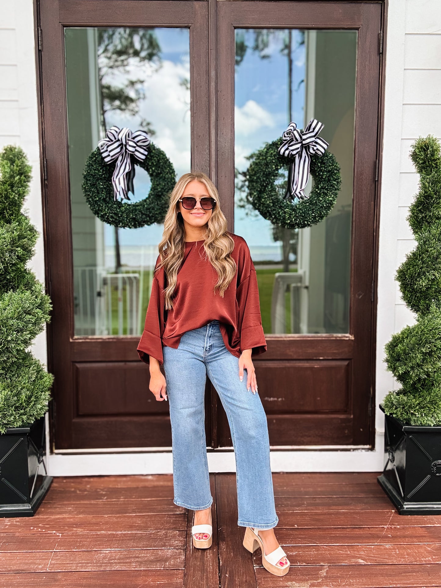 Falling Softly Blouse In Sienna