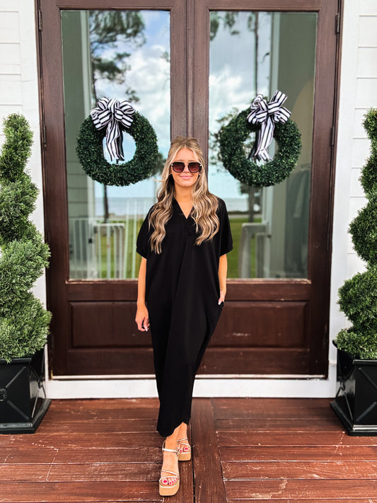 Cozy Season Midi Dress In Black