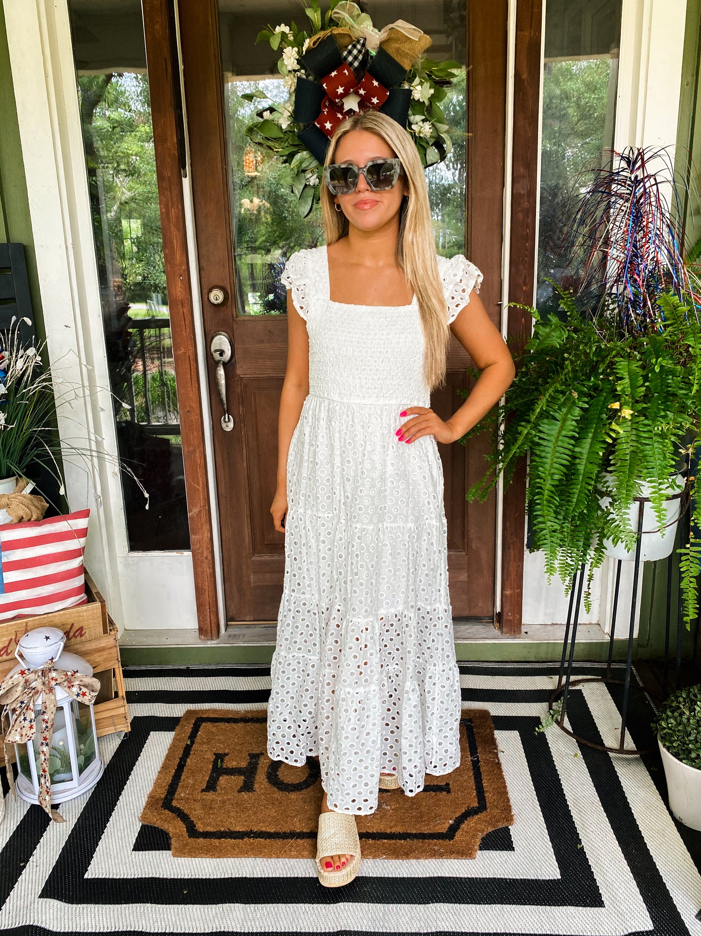 White Eyelet Maxi Dress