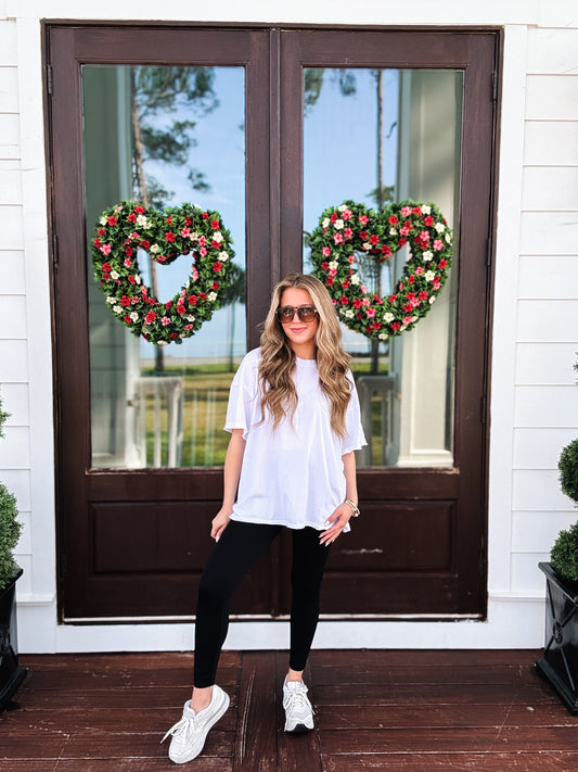 Washed Cotton Boxy Tee In White