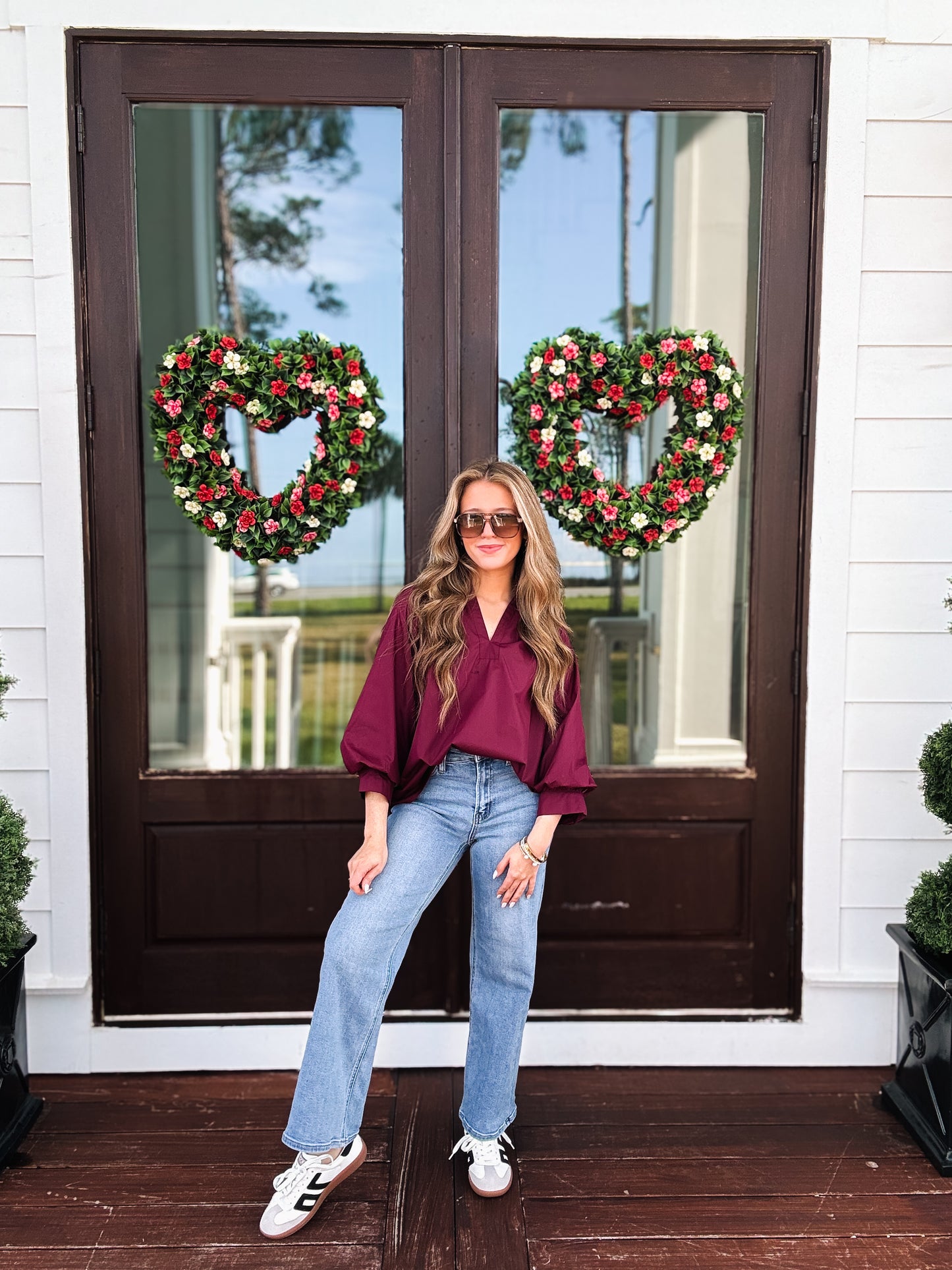 Work Day Top In Burgundy