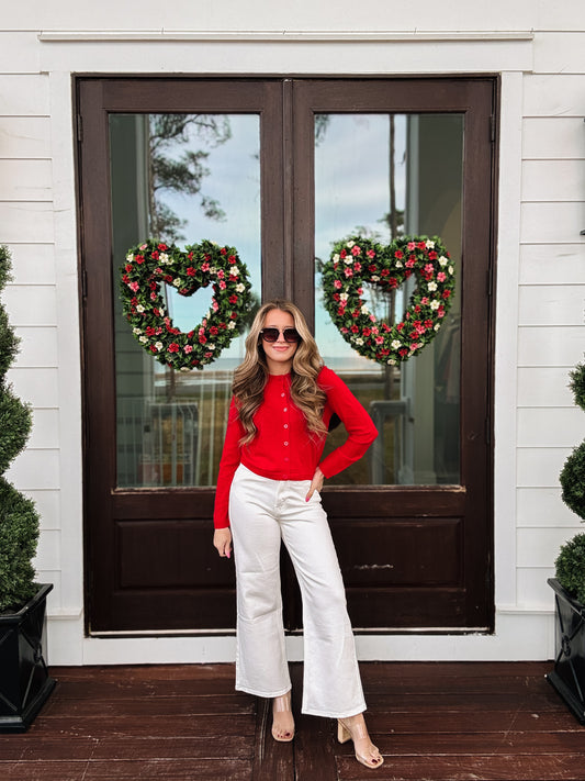 Gianna Knit Cardigan In Red