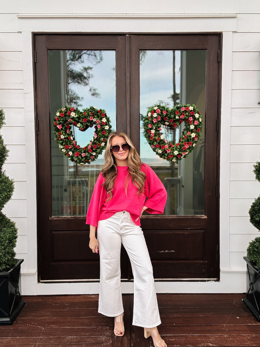 Sunny Days Knit Top In Pink
