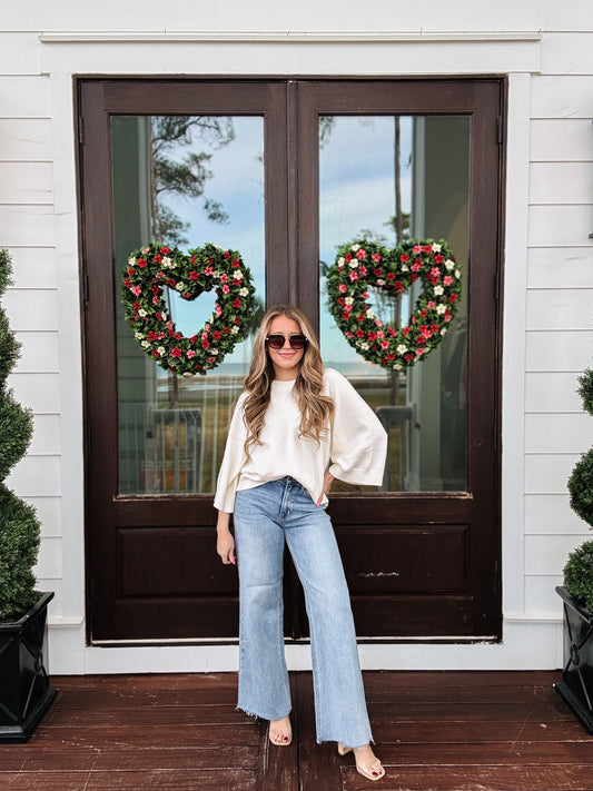 Sunny Days Knit Top In Cream