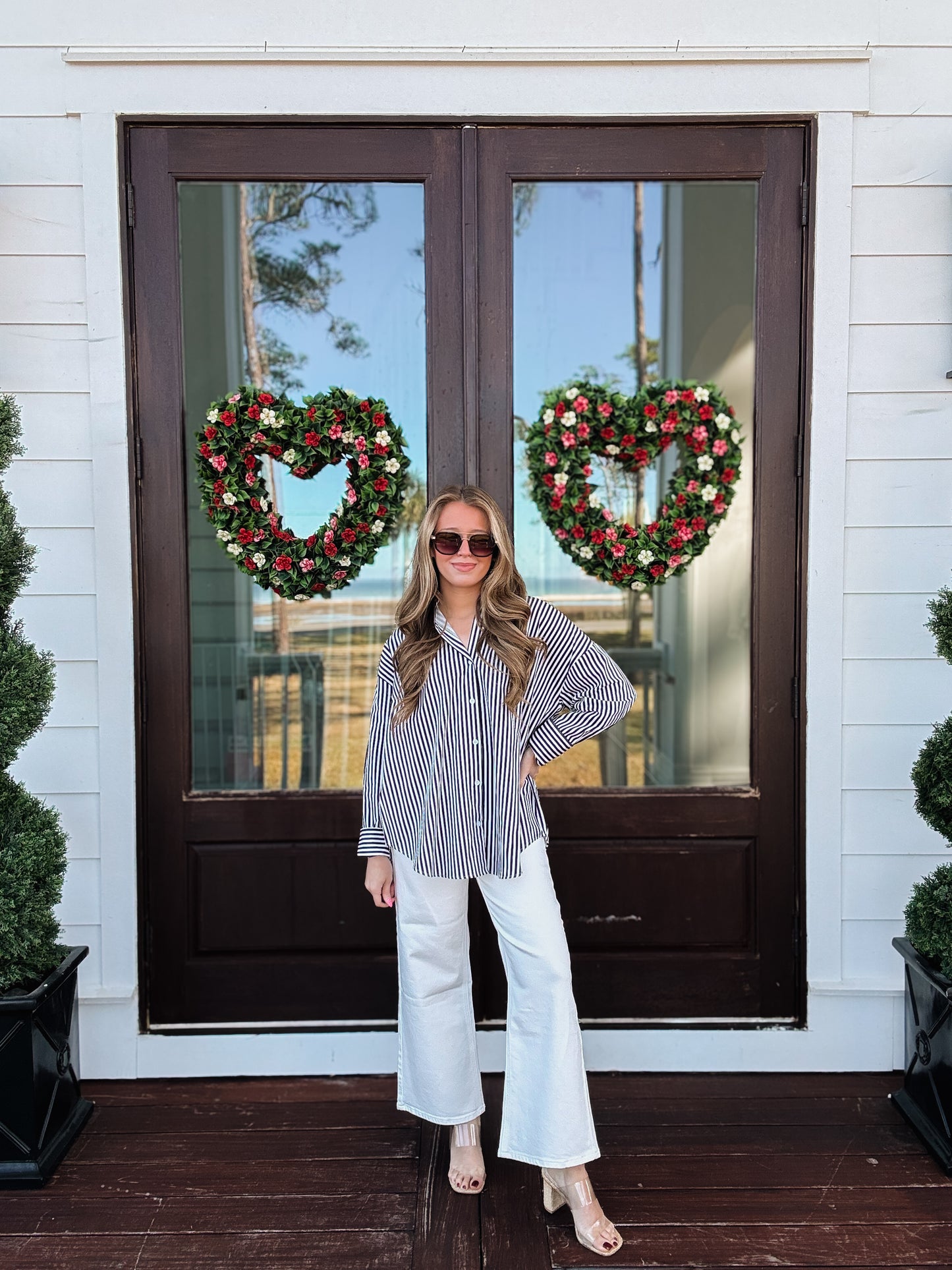Sunday Stripes Poplin Shirt In Navy