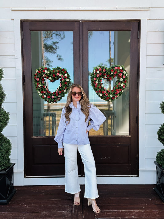 Pretty Detail Top In Light Blue