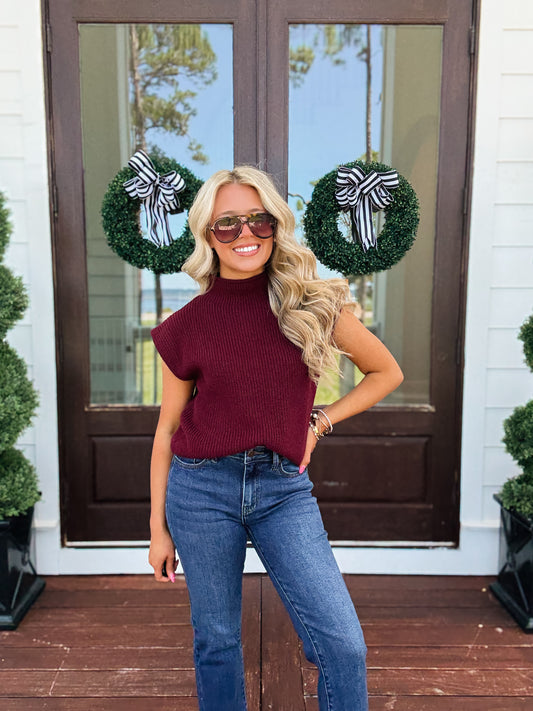 Bayside Fall Sweater In Burgundy