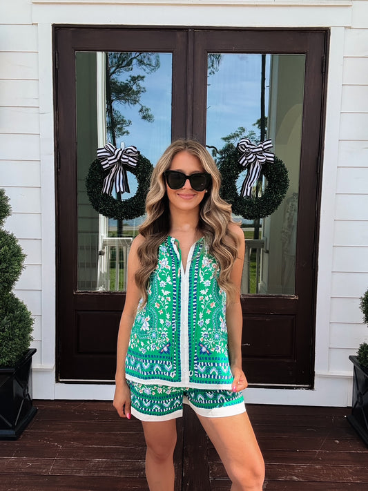 Full Of Bloom Button Front Top