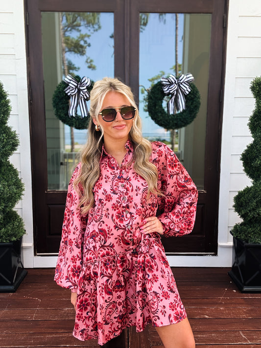 Fall Paisley Button Down Mini Dress