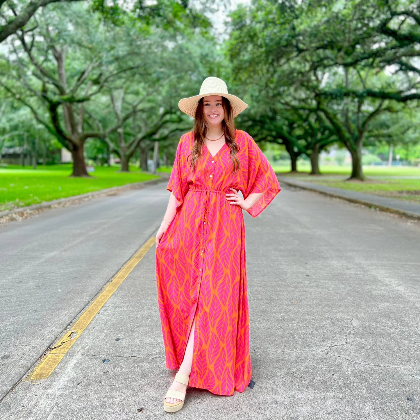 Island Time Orange & Pink Maxi Dress