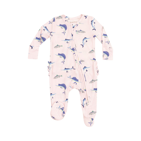 Angel Dear Deep Sea Fishing Pink 2 Way Zipper Footie