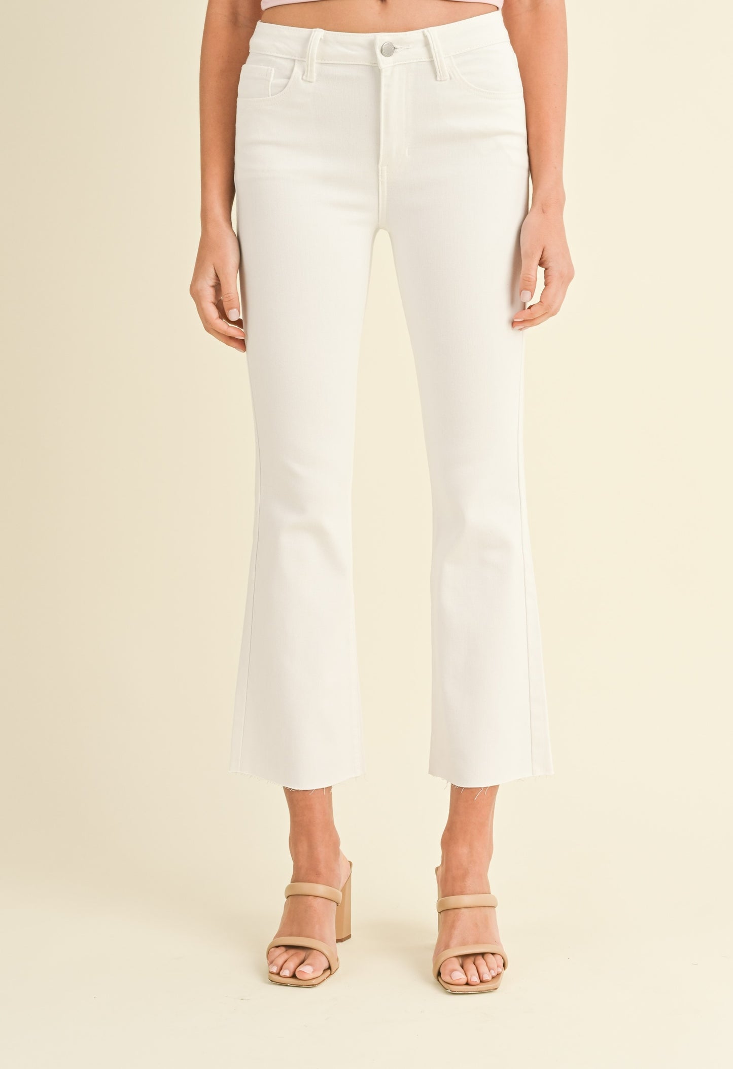 Blair Raw Hem Cropped Flare Jean in White