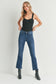 Blair Cropped Raw Hem Flare In Dark Denim