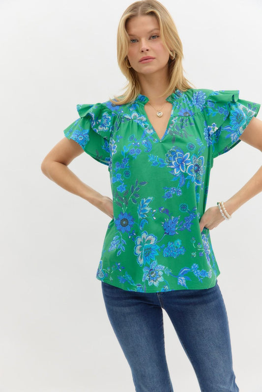Jacobean Floral Top