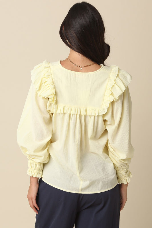 Jaida Ruffle Blouse In Light Yellow