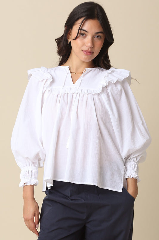 Jaida Ruffle Blouse In White