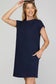 Jacquard Crew Neck Dress in Navy