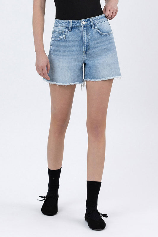 Jayde High Rise Boyfriend Denim Shorts In Classy